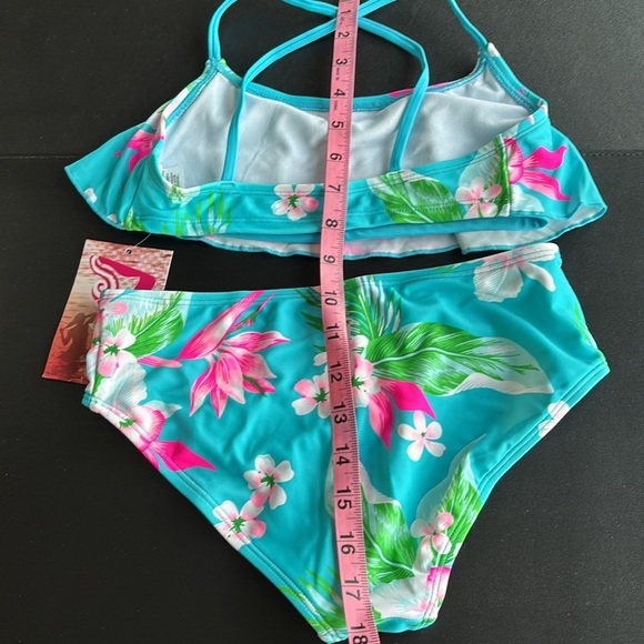 Kanu Surf UPF 50+ Alania Bikini set, tropical floral,ruffle top - Picture 4 of 5